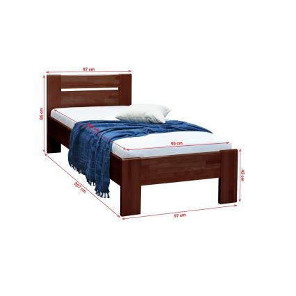 Eenpersoonsbed AMBER 90x200 cm donker walnoot