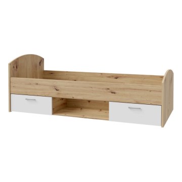 Eenpersoonsbed met opbergruimte URO 90x200 cm artisan eiken/wit