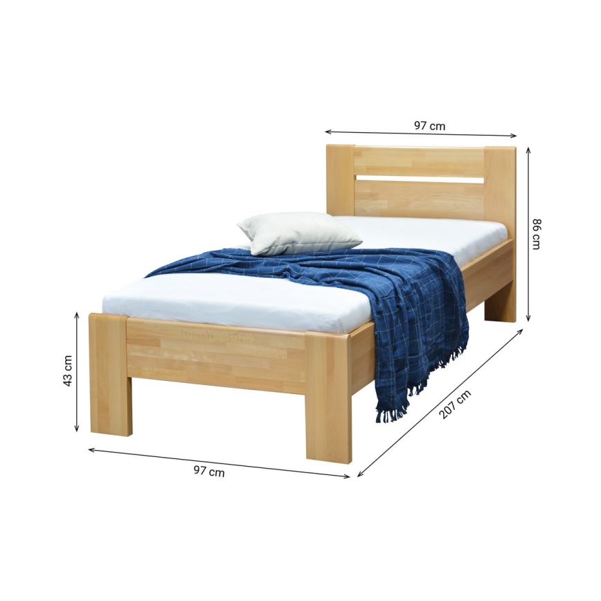 Eenpersoonsbed van massief hout AMBER 90x200 cm beuk