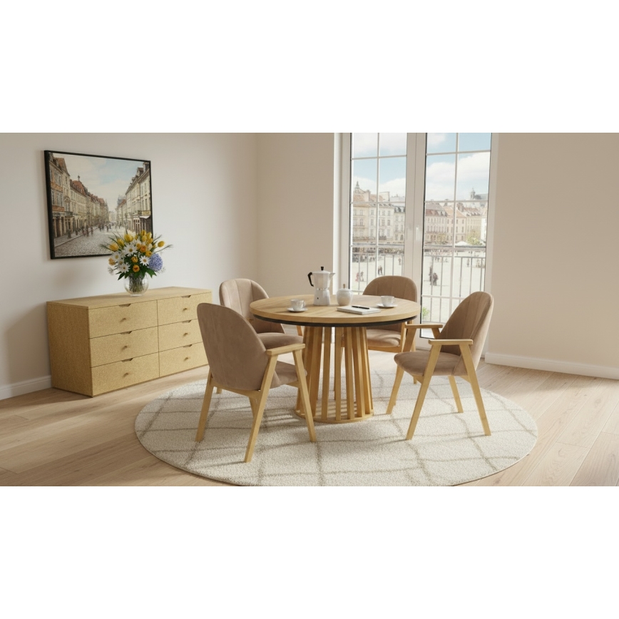 Eetkamerstoel GARDA eiken/beige