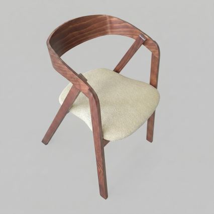 Eetkamerstoel LUSO notenhout/beige