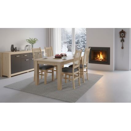 Eetkamerstoel SIMON eiken/donkergrijs