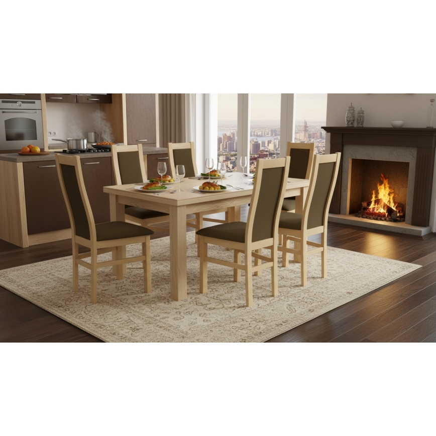 Eetkamerstoel ZOE eiken/donkerbruin