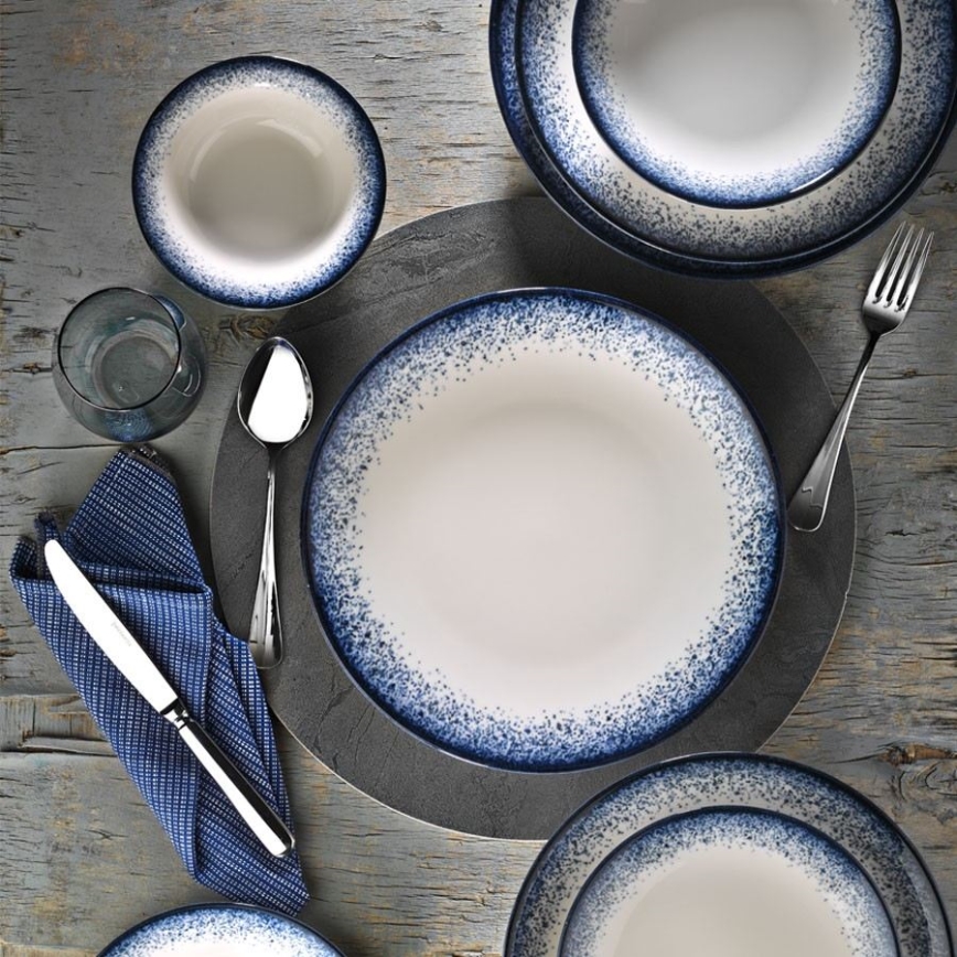 Eetservies 18-delig wit/blauw/porselein