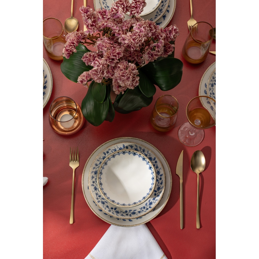 Eetservies 18 st wit/blauw/porselein