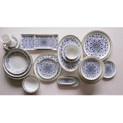 Eetservies 18 st wit/blauw/porselein