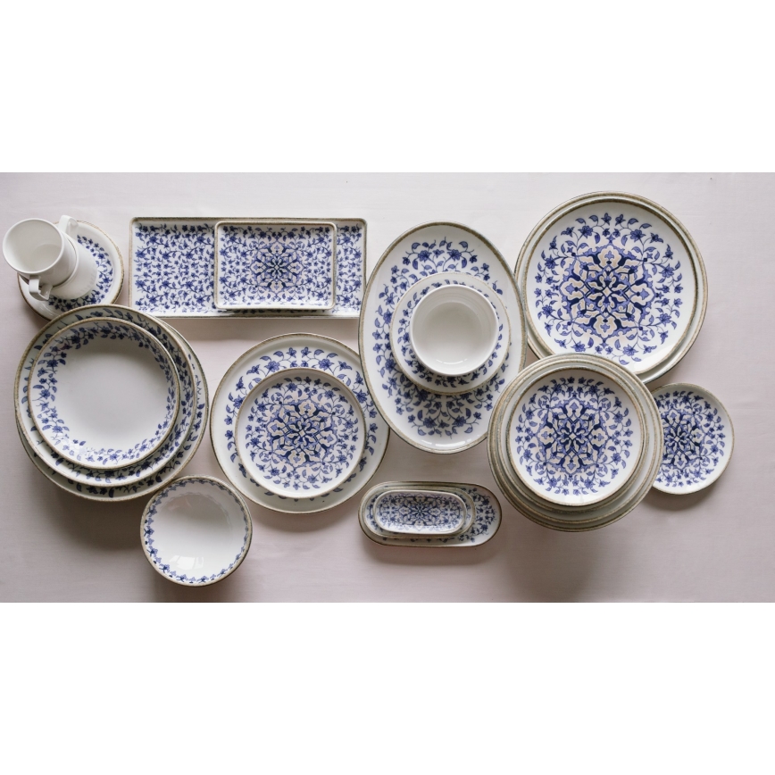 Eetservies 18 st wit/blauw/porselein