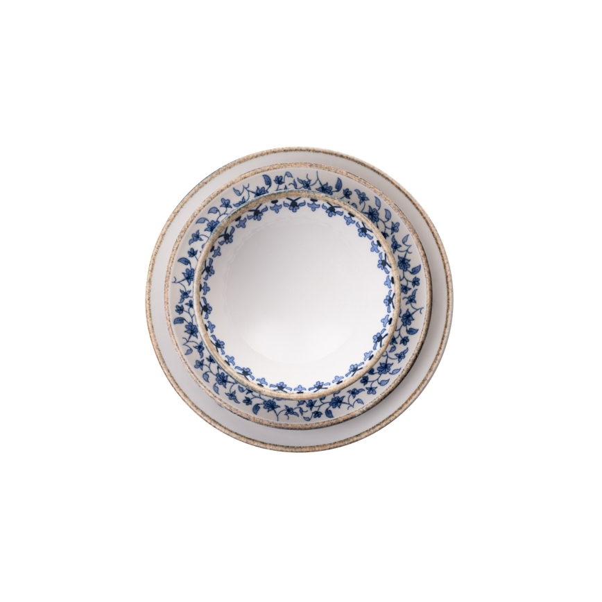 Eetservies 18 st wit/blauw/porselein