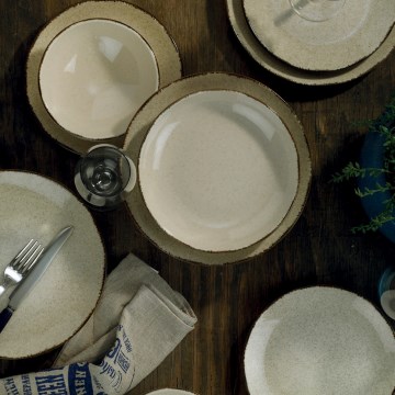 Eetservies 24-delig, beige/porselein