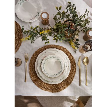 Eetservies 24-delig wit/groen/porselein