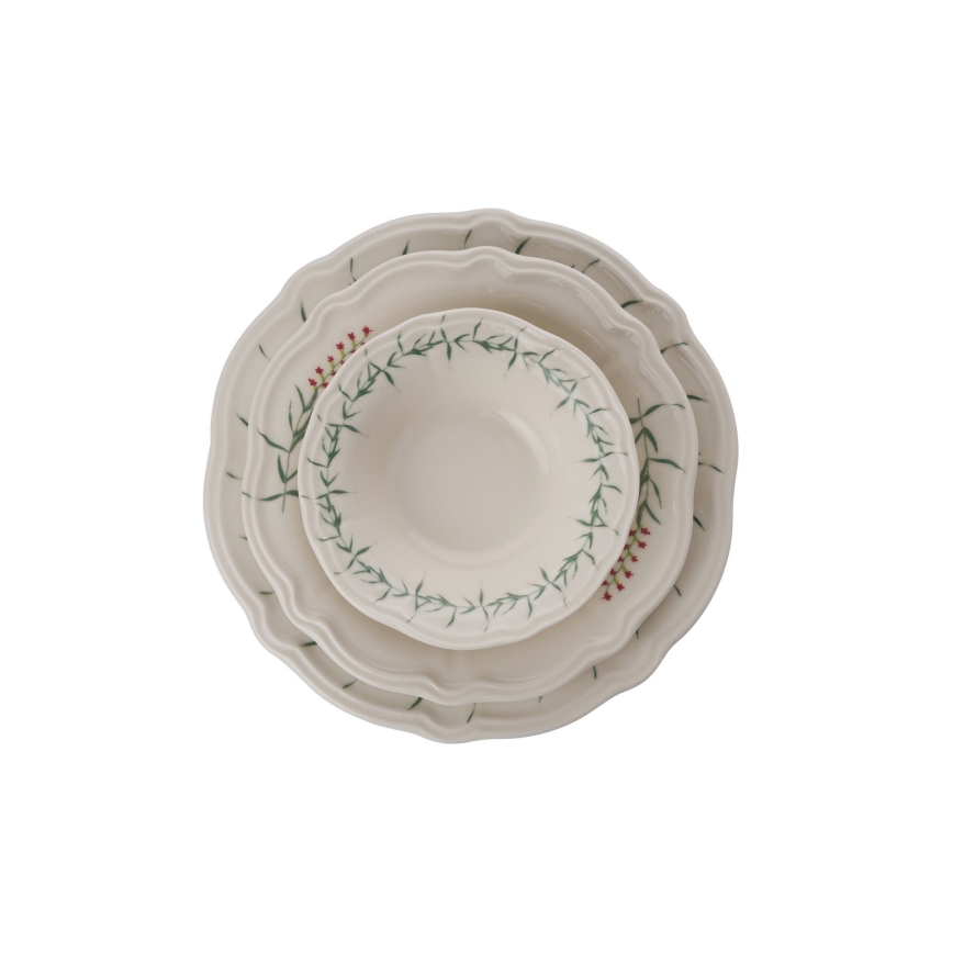 Eetservies 24-delig wit/groen/porselein