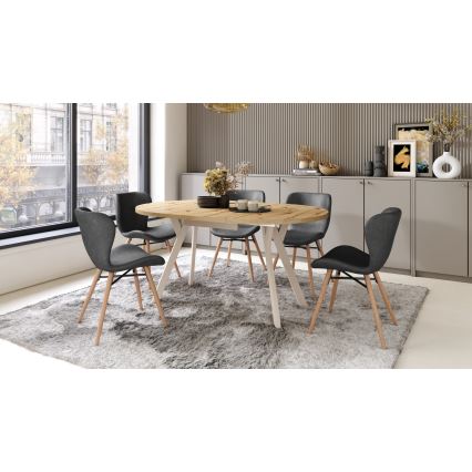 Eettafel ARTUR artisan eiken/beige