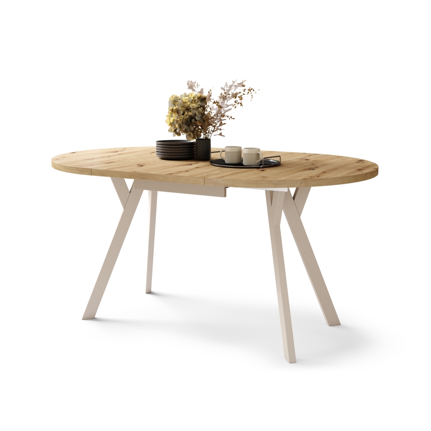 Eettafel ARTUR artisan eiken/beige