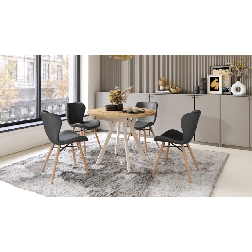 Eettafel ARTUR artisan eiken/beige