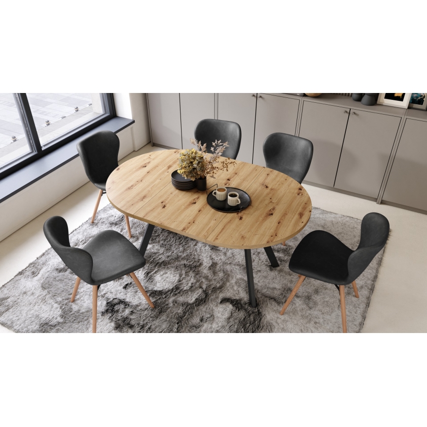 Eettafel ARTUR eiken artisan/zwart