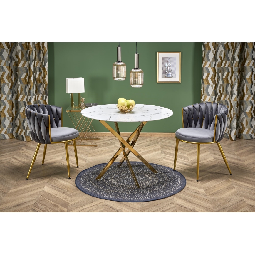 Eettafel ESTEN 100 cm wit/goud