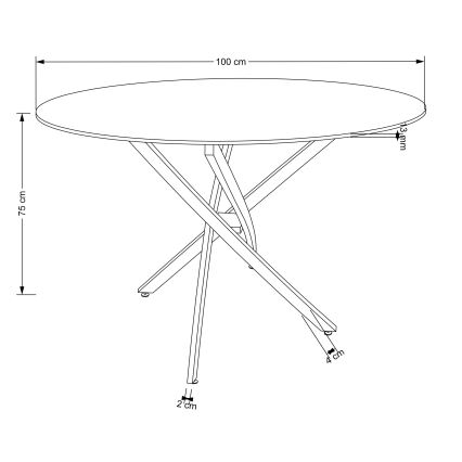 Eettafel ESTEN 100 cm wit/goud