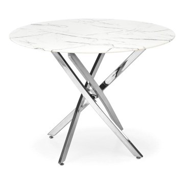 Eettafel ESTEN 100 cm wit/zilver