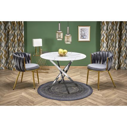 Eettafel ESTEN 100 cm wit/zilver