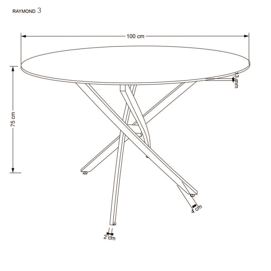 Eettafel ESTEN 100 cm wit/zilver
