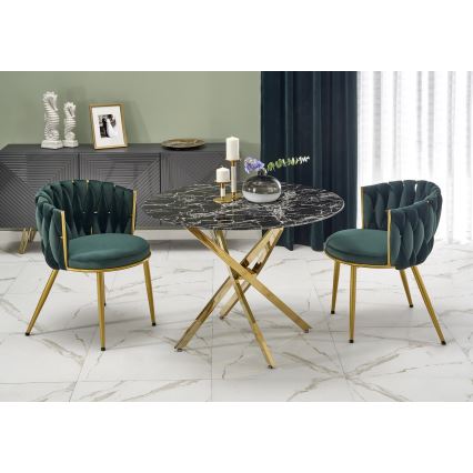 Eettafel ESTEN 100 cm, zwart/goud