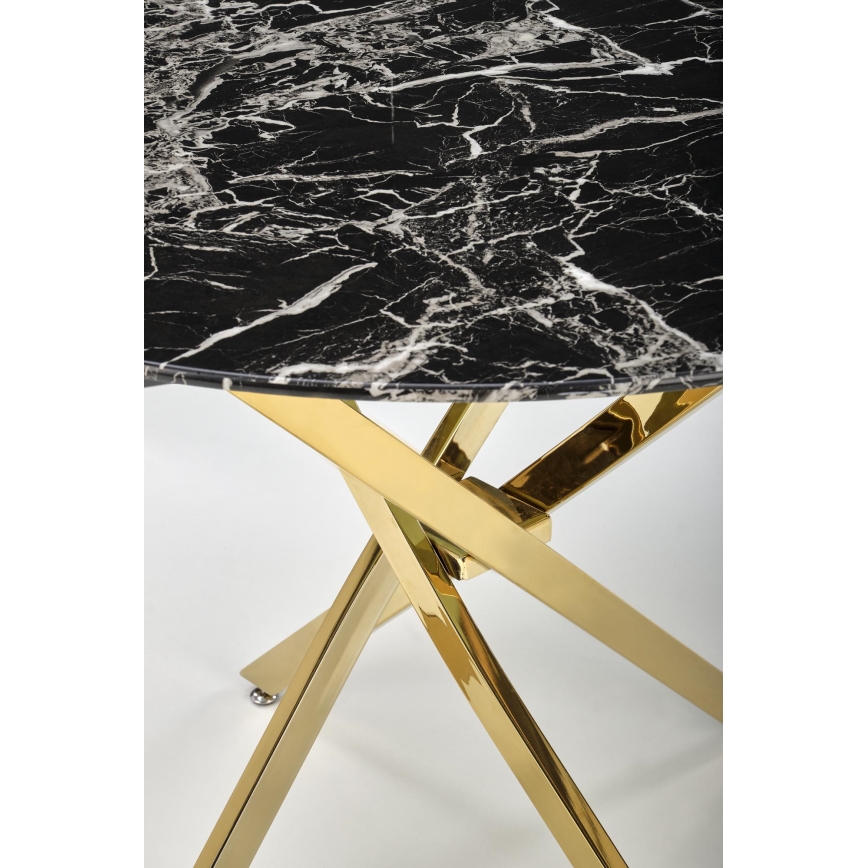 Eettafel ESTEN 100 cm, zwart/goud