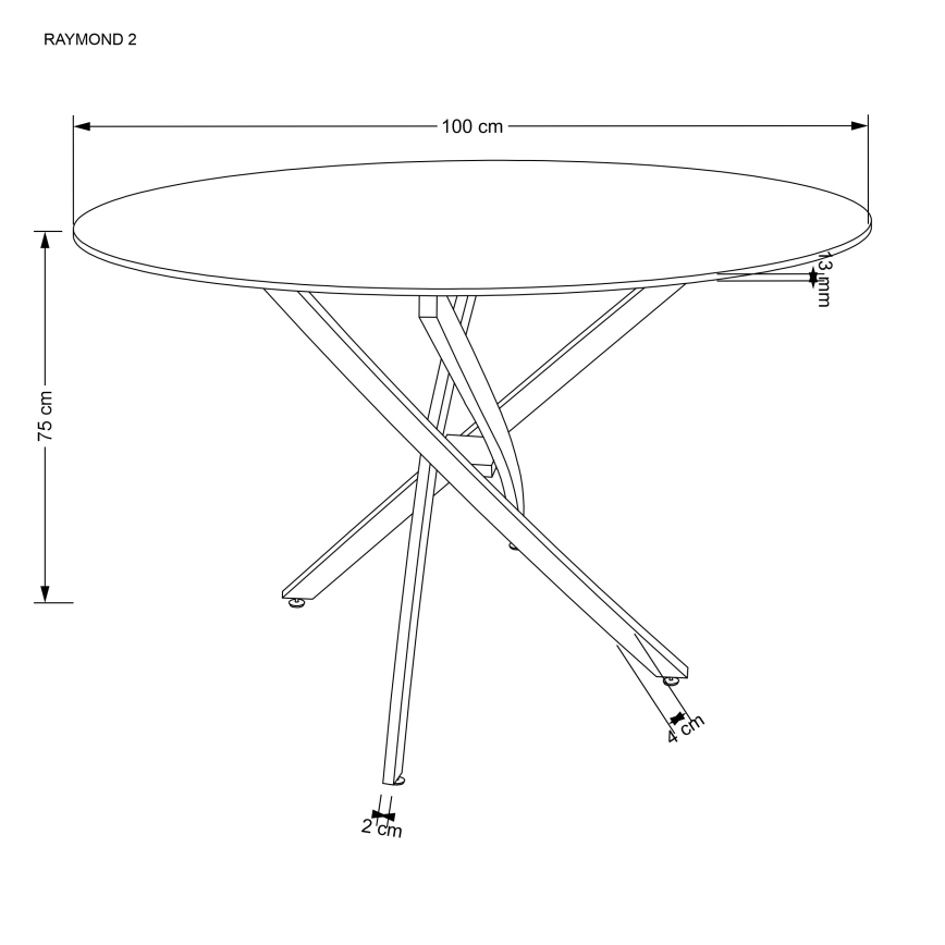 Eettafel ESTEN 100 cm, zwart/goud