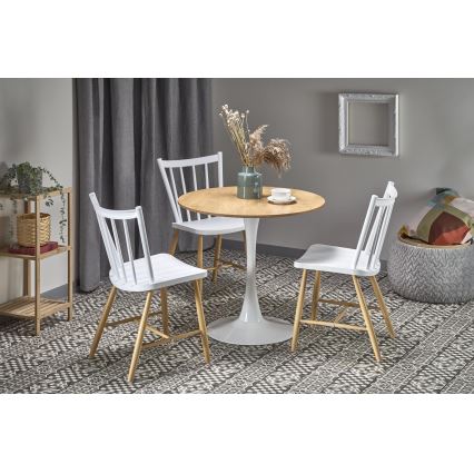 Eettafel LUGI Ø 80 cm bruin/wit