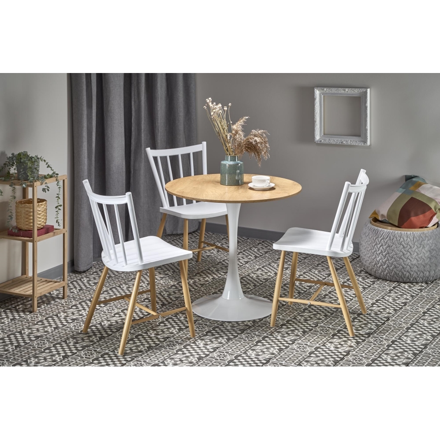 Eettafel LUGI Ø 80 cm bruin/wit
