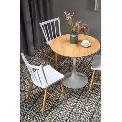 Eettafel LUGI Ø 80 cm bruin/wit
