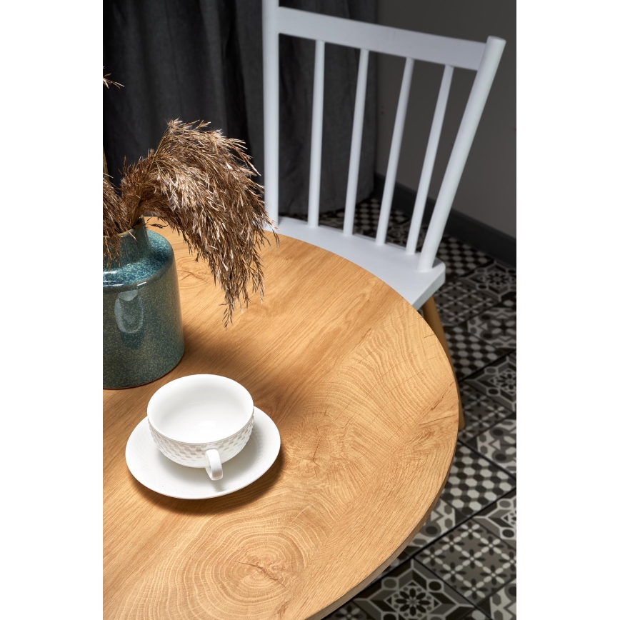 Eettafel LUGI Ø 80 cm bruin/wit