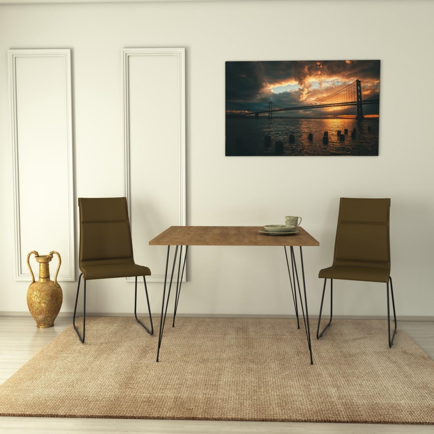 Eettafel SANDALF 75x90 cm bruin/zwart