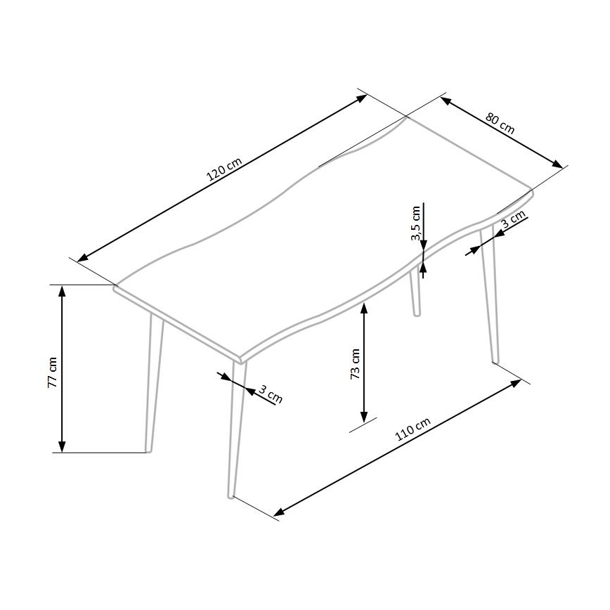 Eettafel SOLACE eik/zwart