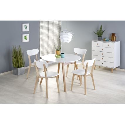 Eettafel SOLINA wit/eiken