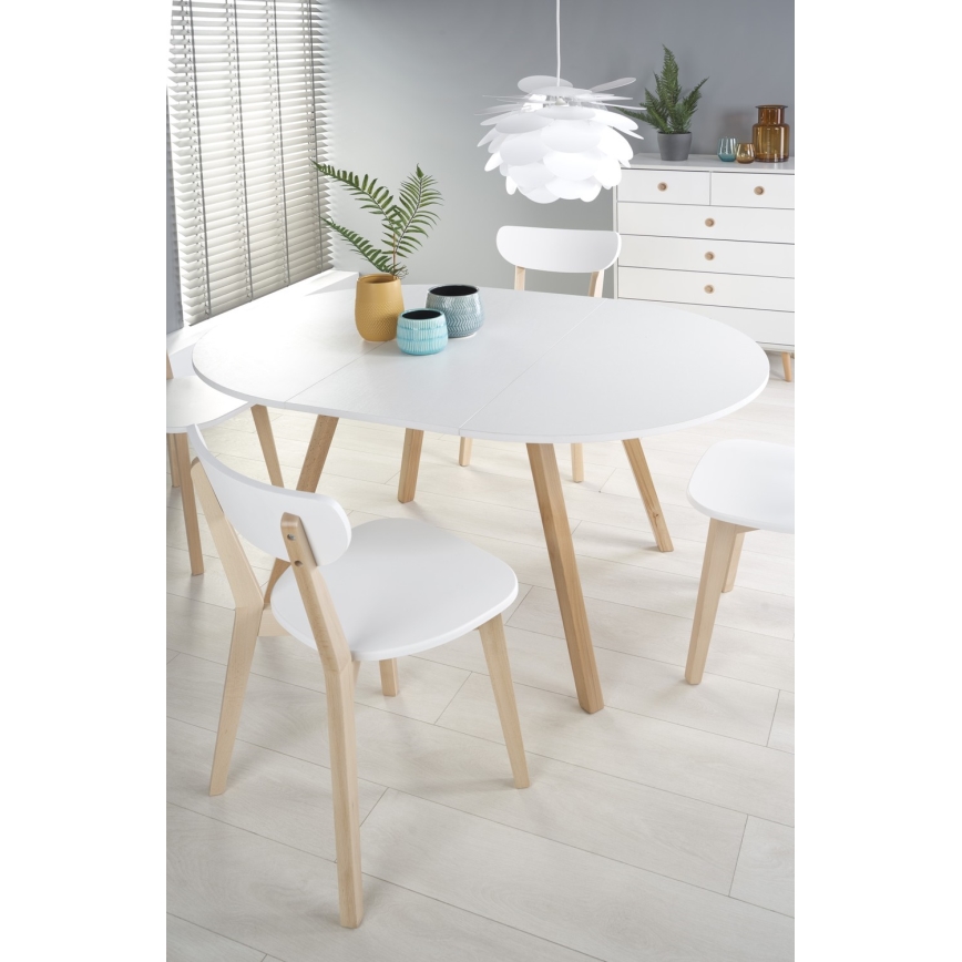 Eettafel SOLINA wit/eiken