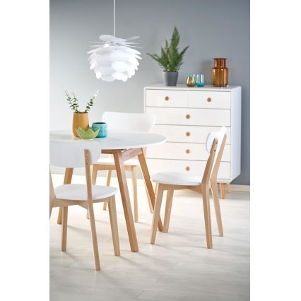 Eettafel SOLINA wit/eiken