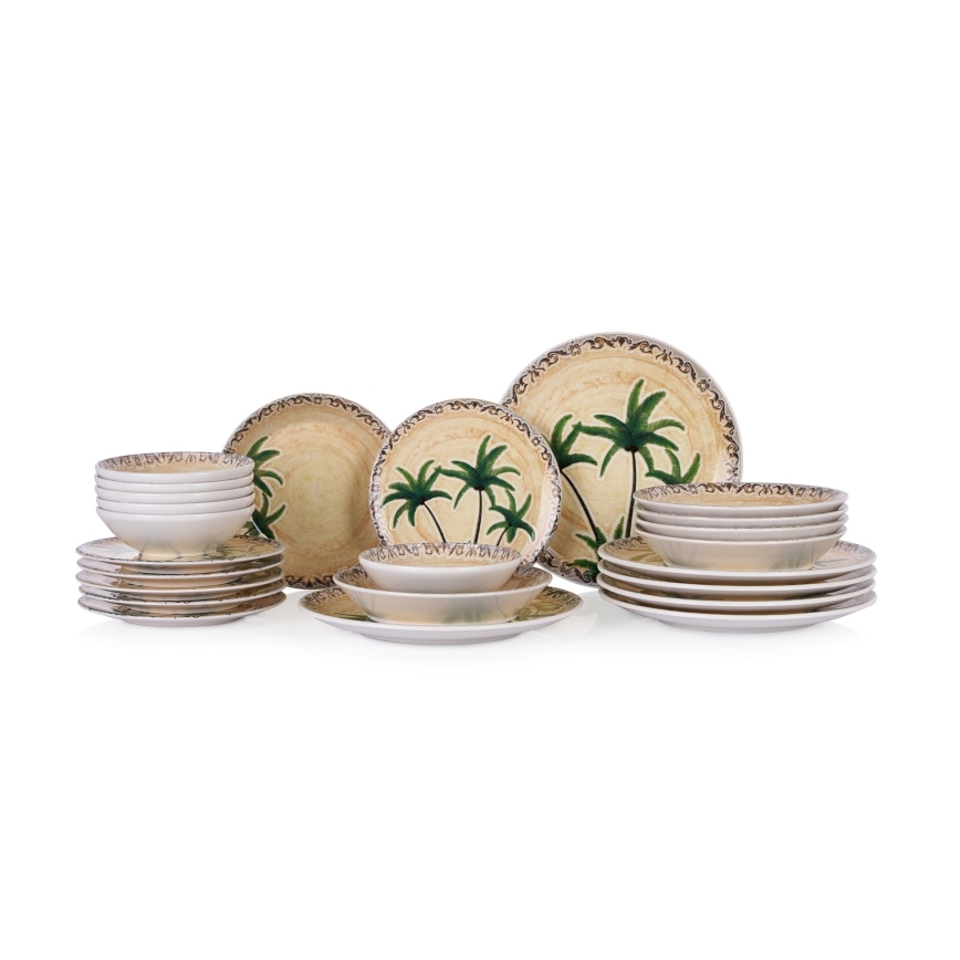 Eettafelset 24-delig, kleurrijk keramiek