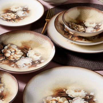 Eettafelset 26 stuks beige/bruin/wit/porselein