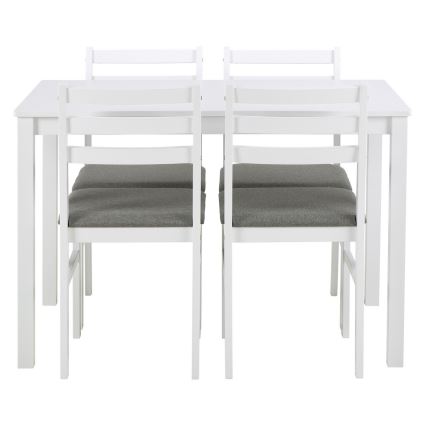 Eettafelset EMILY met 4 stoelen, wit