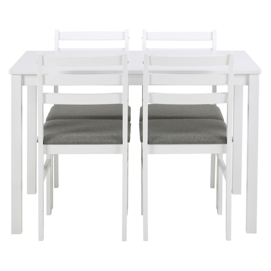 Eettafelset EMILY met 4 stoelen, wit