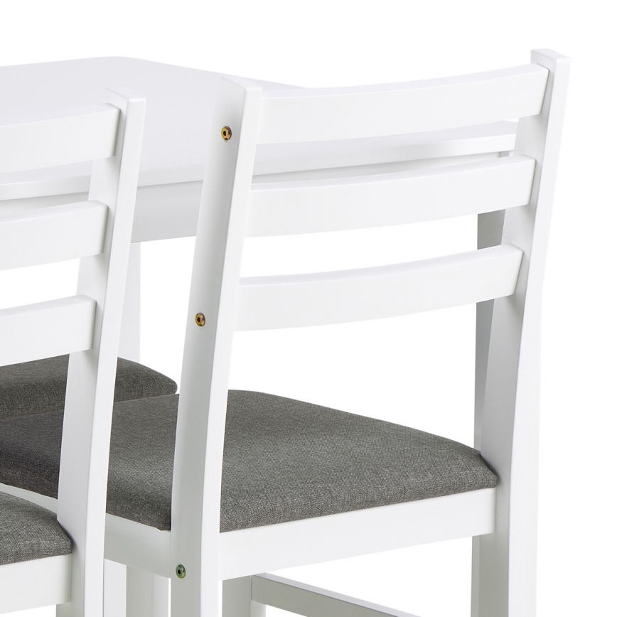 Eettafelset EMILY met 4 stoelen, wit