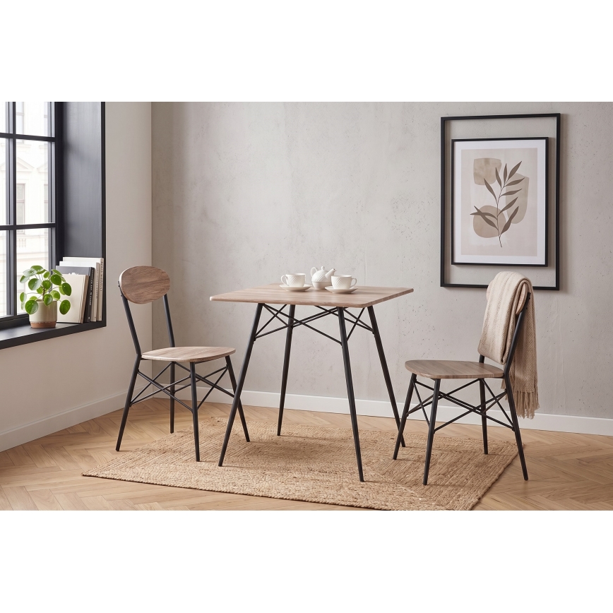Eettafelset KABIR 70x70 cm eiken/zwart