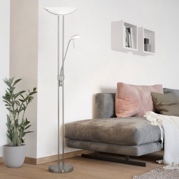 Eglo 25869 - Dimbare vloerlamp BAYA 1xR7s/230W/230V + 1xG9/33W mat chroom