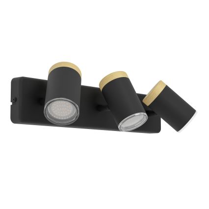 Eglo - Badkamerspot 3xGU10/3W/230V IP44 zwart/beige