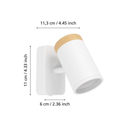 Eglo - Badkamer wandspot 1xGU10/3W/230V IP44 wit/beige