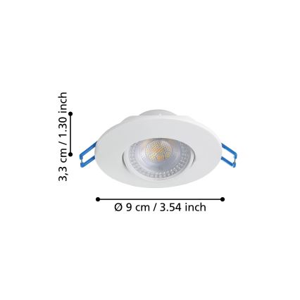 Eglo - Set van 3 LED-inbouwspots LED/4,9W/230V 2700/4000/6500K Ø 9 cm wit