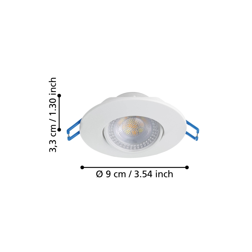 Eglo - Set van 10 LED-inbouwspots LED/4,9W/230V 2700/4000/6500K Ø 9 cm wit