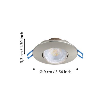 Eglo - SET van 10 LED-inbouwspots LED/4,9W/230V 2700/4000/6500K Ø 9 cm mat chroom