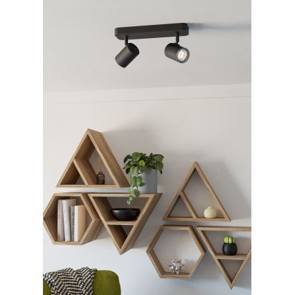 Eglo - Badkamerspot 2x GU10/5W/230V IP44 zwart