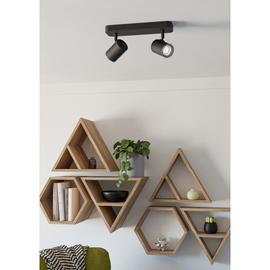 Eglo - Badkamerspot 2x GU10/5W/230V IP44 zwart